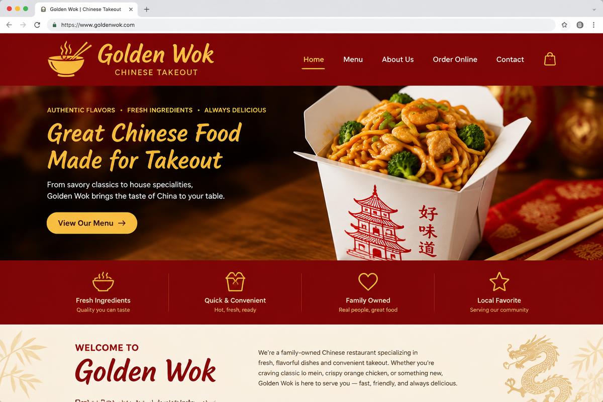 Golden Wok concept website preview